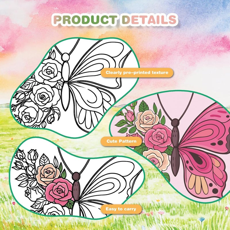 Zynlio 12 Packs Butterfly Pre Drawn Canvas to Paint, Pre Printed Canvas for Painting, Pre Stretched Canvas Outline Painting Boards for Beginners, Students, Party Favors(4 * 4in) - Image 3